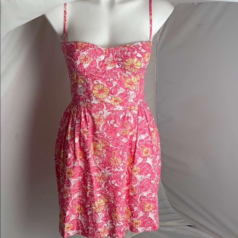Lilly Pulitzer Georgie pink multicolor floral dress in Chum Bucket 2
